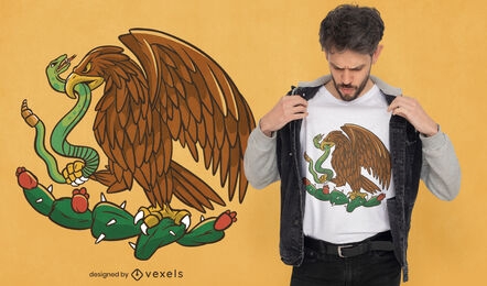 Diseño de camiseta de dibujos animados de águila mexicana