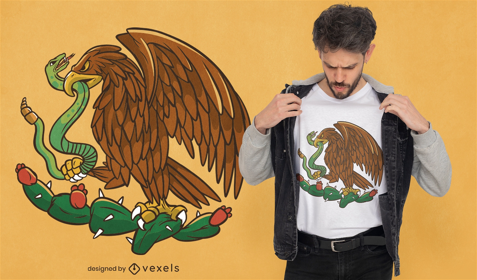 Mexican eagle cartoon t-shirt design