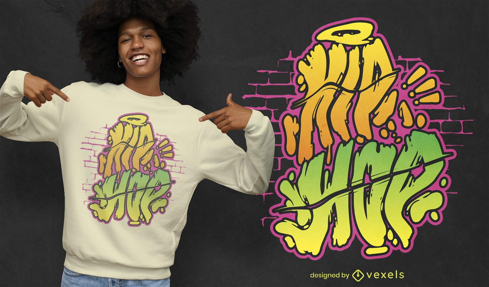 Diseño de camiseta de graffiti Hip Hop