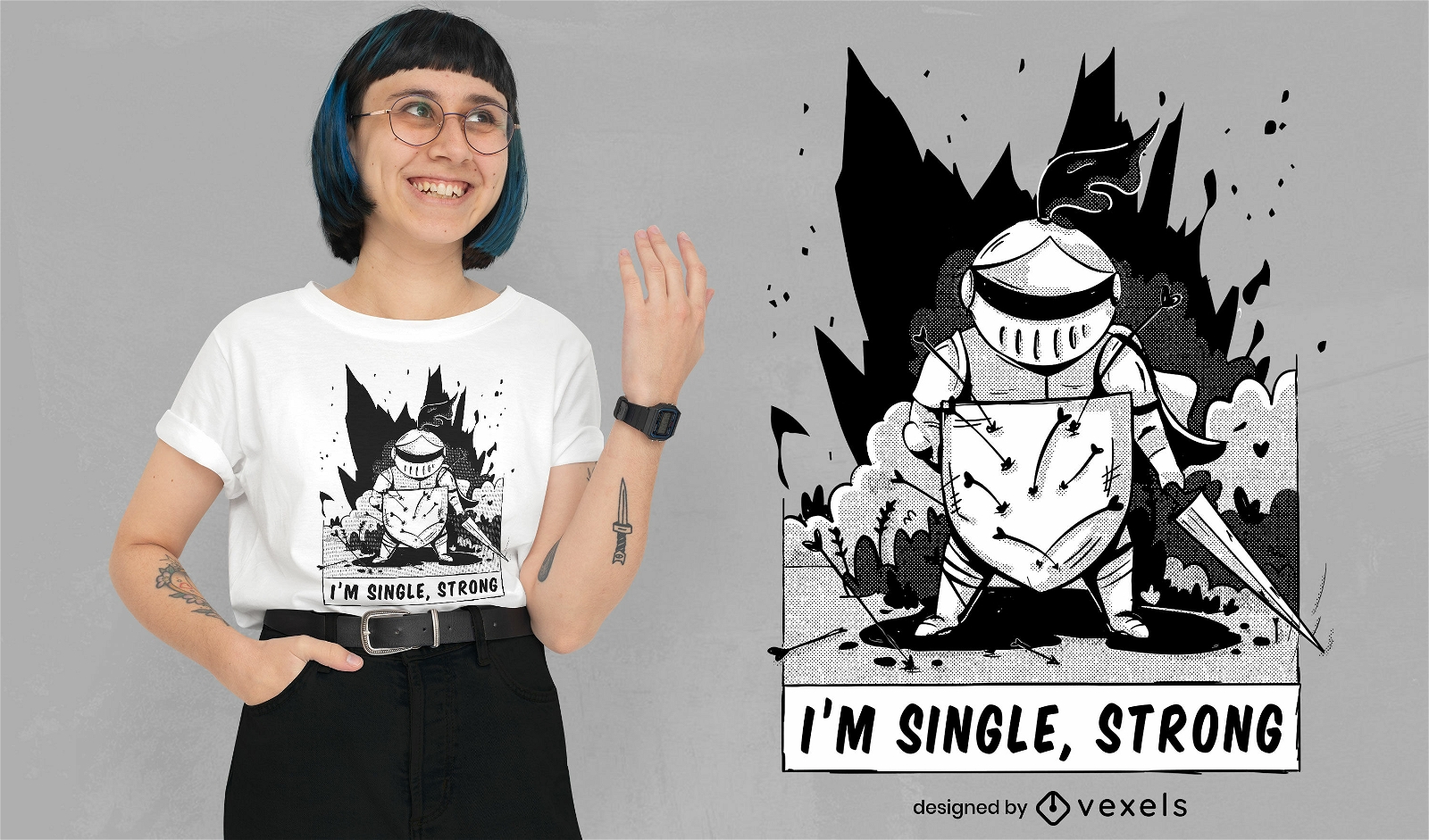 Design de camiseta anti-amor cavaleiro