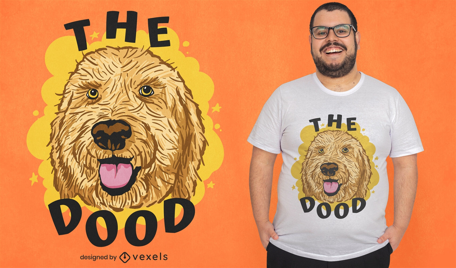 Design de camiseta de retrato de cachorro Goldendoodle