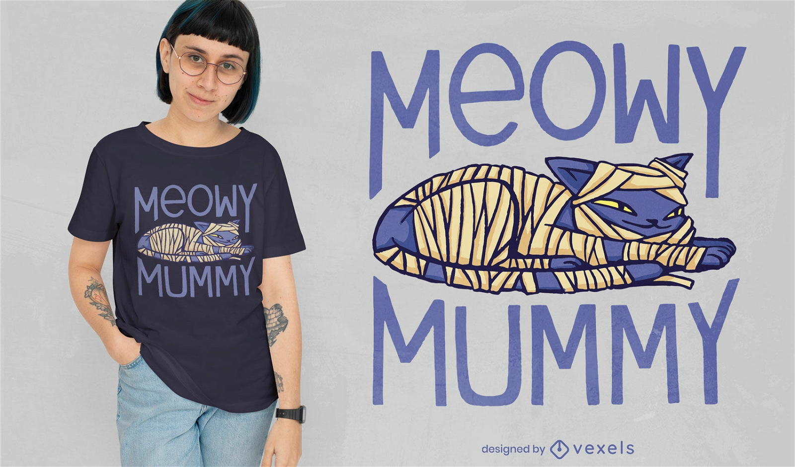 Design de camiseta de múmia de gato