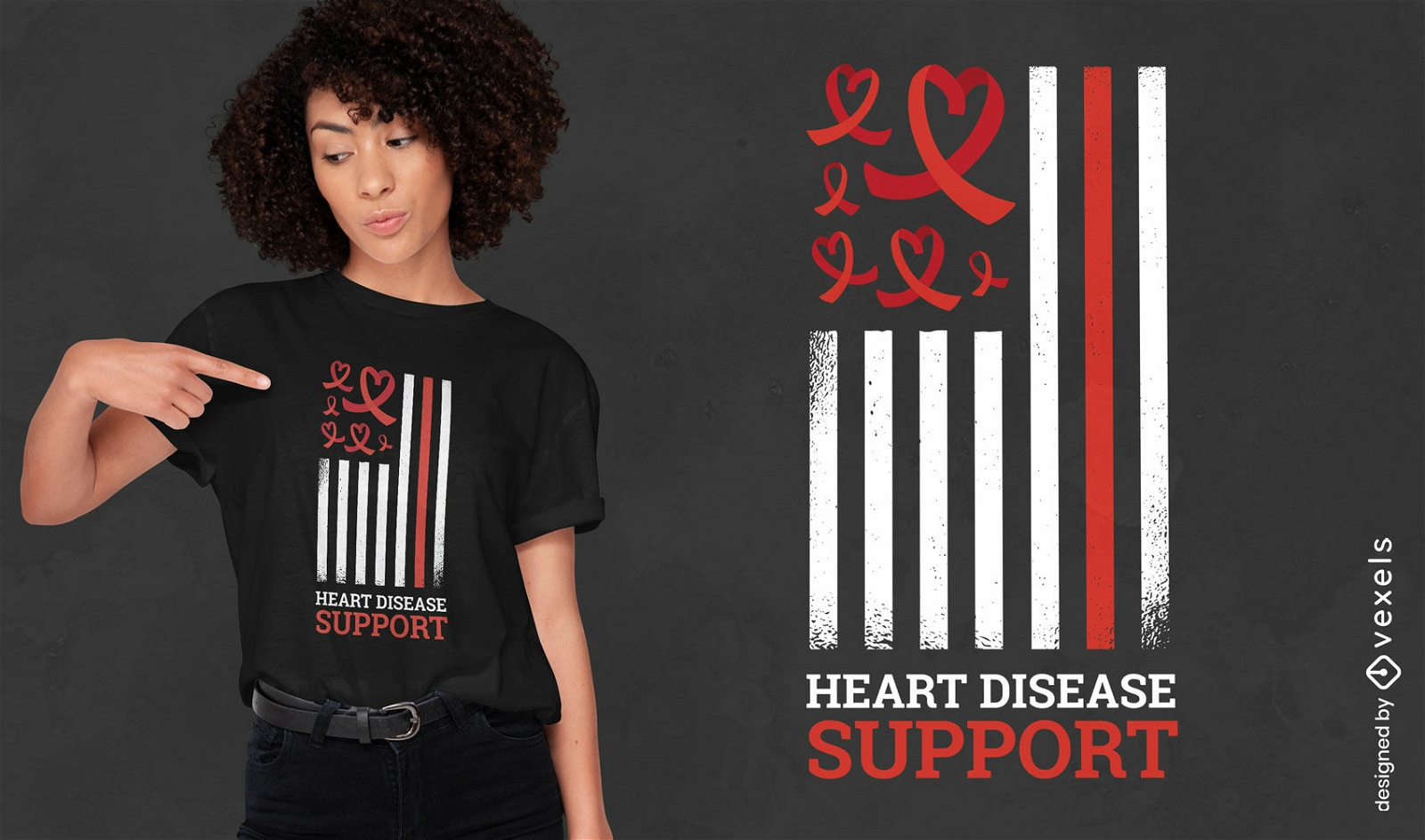 Diseño de camiseta de apoyo para enfermedades del corazón.