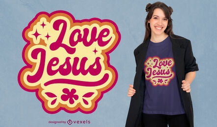 Diseño de camiseta de cita retro de amor jesús