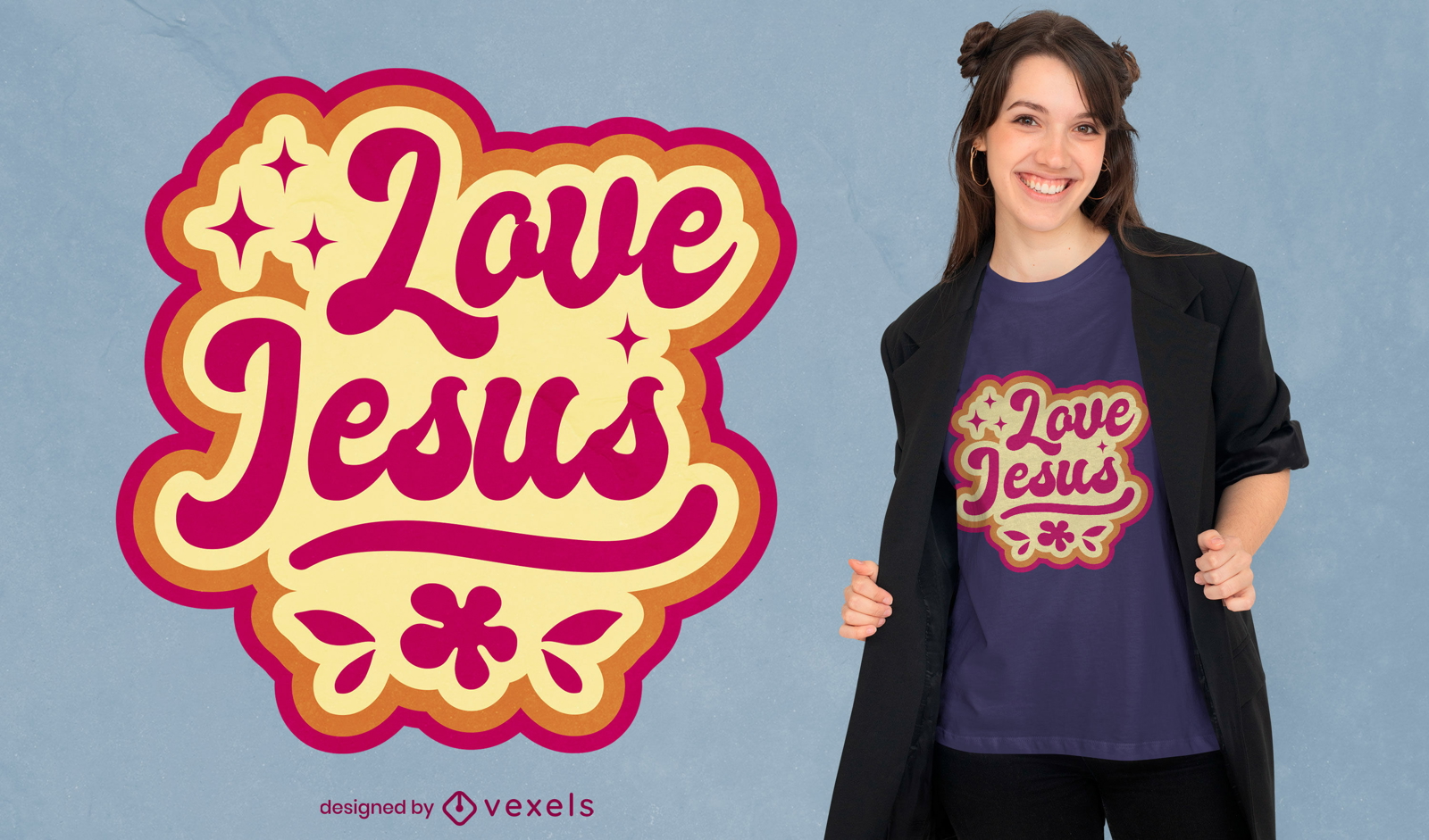 Liebe Jesus Retro-Zitat-T-Shirt-Design