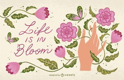 A vida está em flor design de ilustração