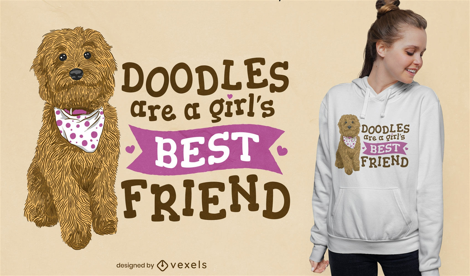 Realistic doodle puppy dog t-shirt design