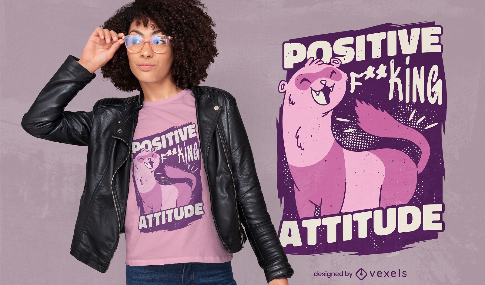 Diseño de camiseta de hurón de actitud positiva.