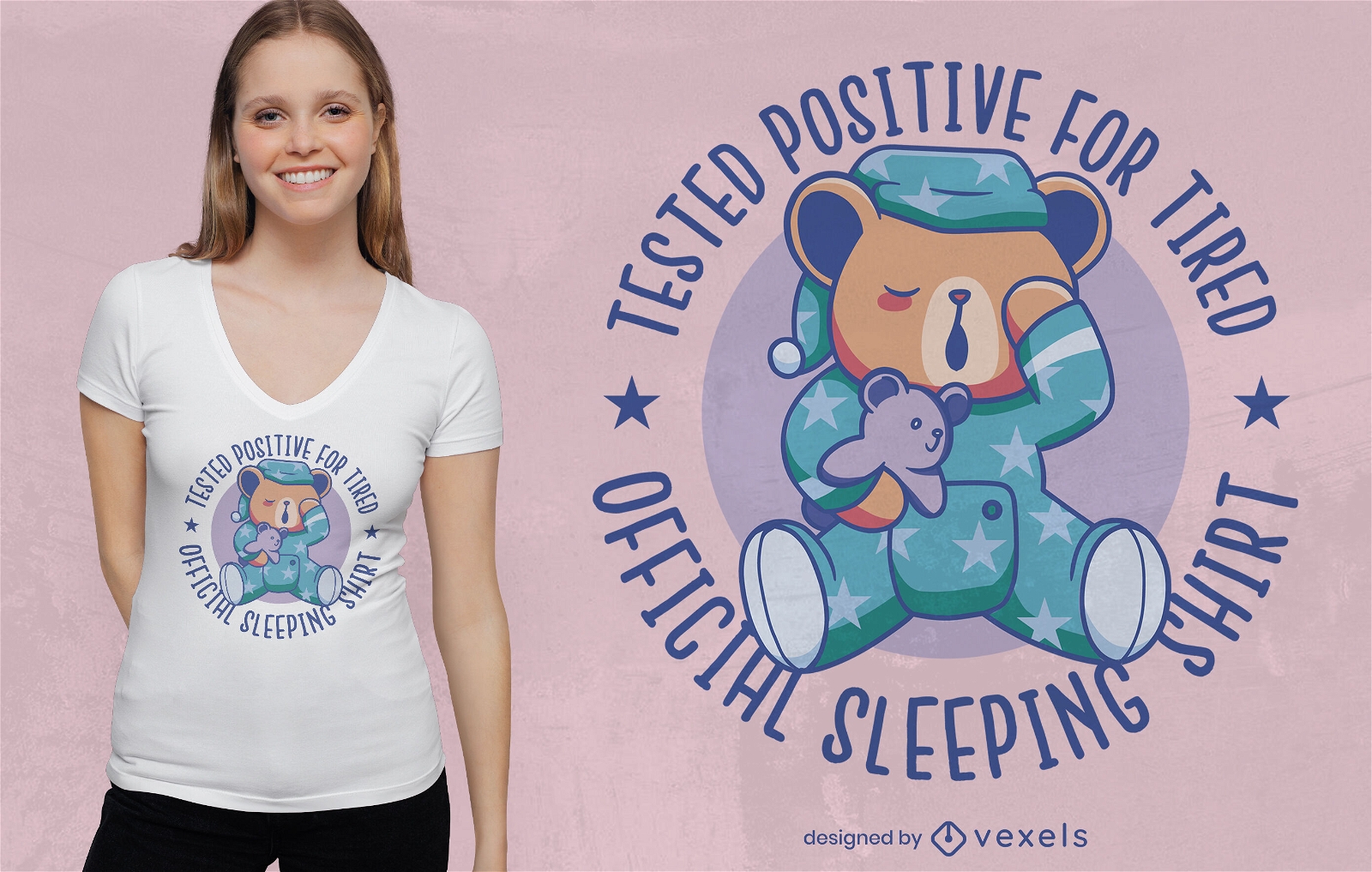Sleepy teddy bear toy t-shirt design