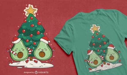Diseño de camiseta de aguacate feliz navidad