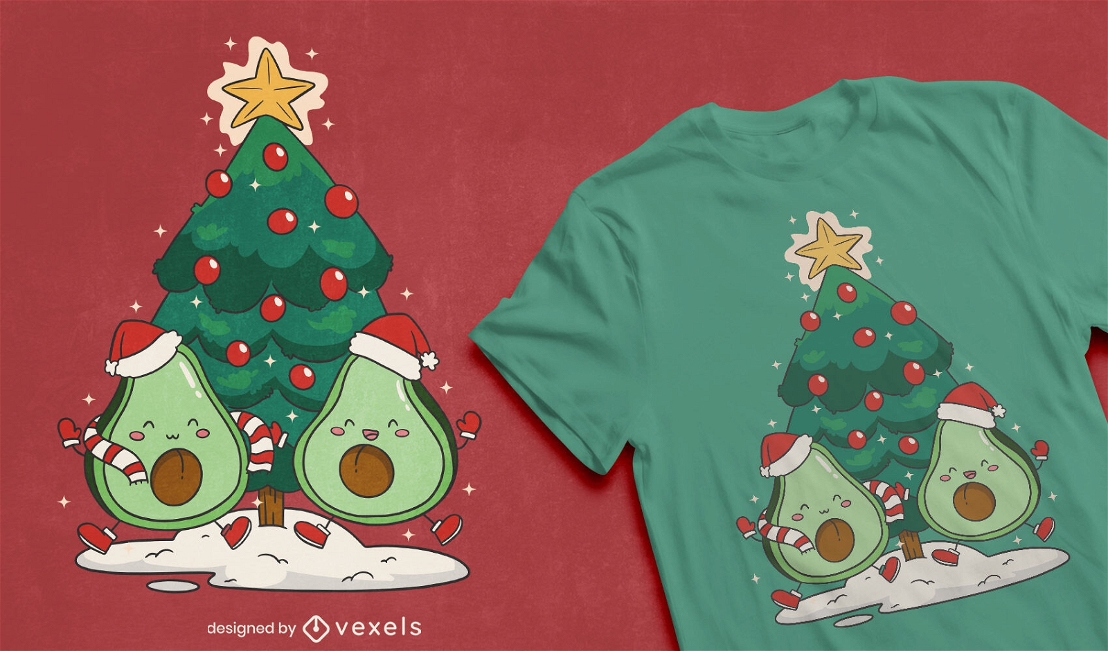 Diseño de camiseta de aguacate feliz navidad