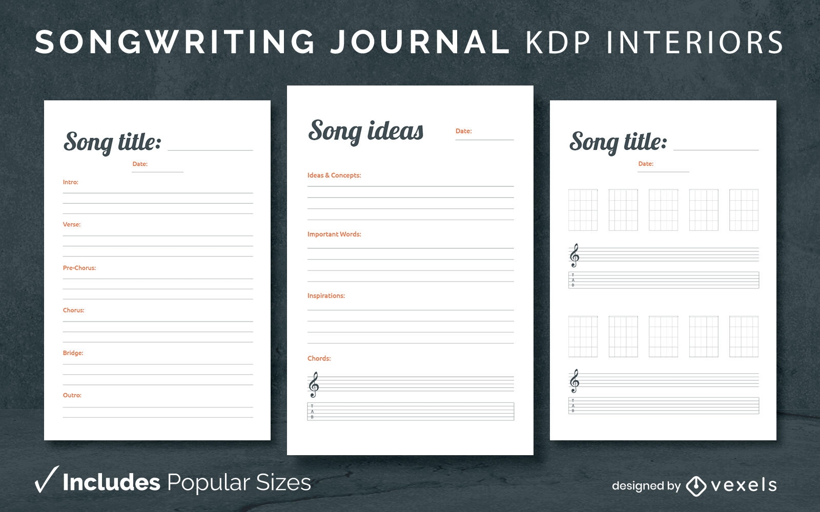 Songwriting notebook design template KDP