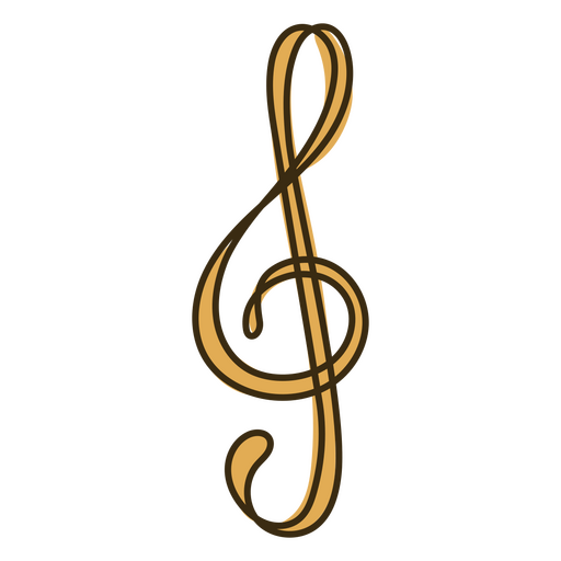 Nota musical amarilla de línea continua Diseño PNG