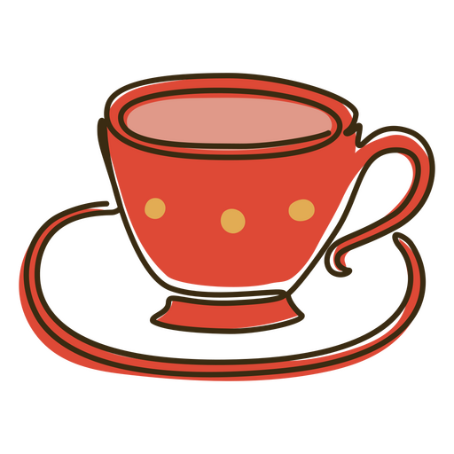 Tea cup continuous line color PNG Design
