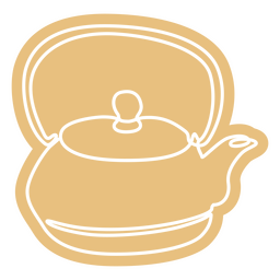 Teapot cut out continuous line color PNG Design