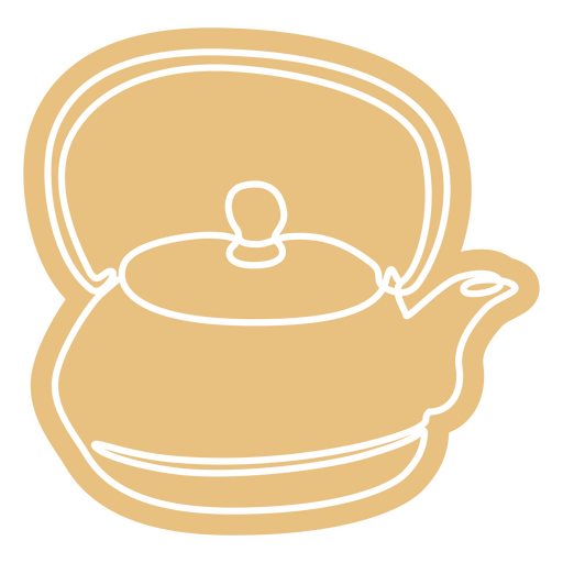 Teapot cut out continuous line color PNG Design