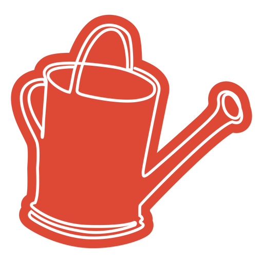 Continuous line red watering can drawing
