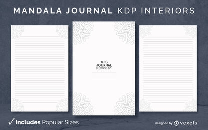Plantilla de diario de mandala Diseño de interiores KDP