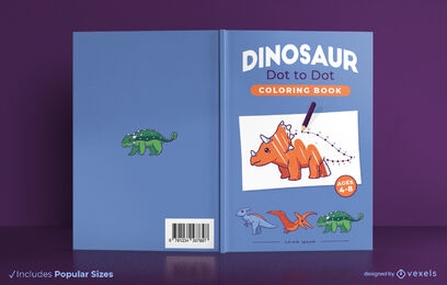 Diseño de portada de libro de punto a punto de dinosaurio