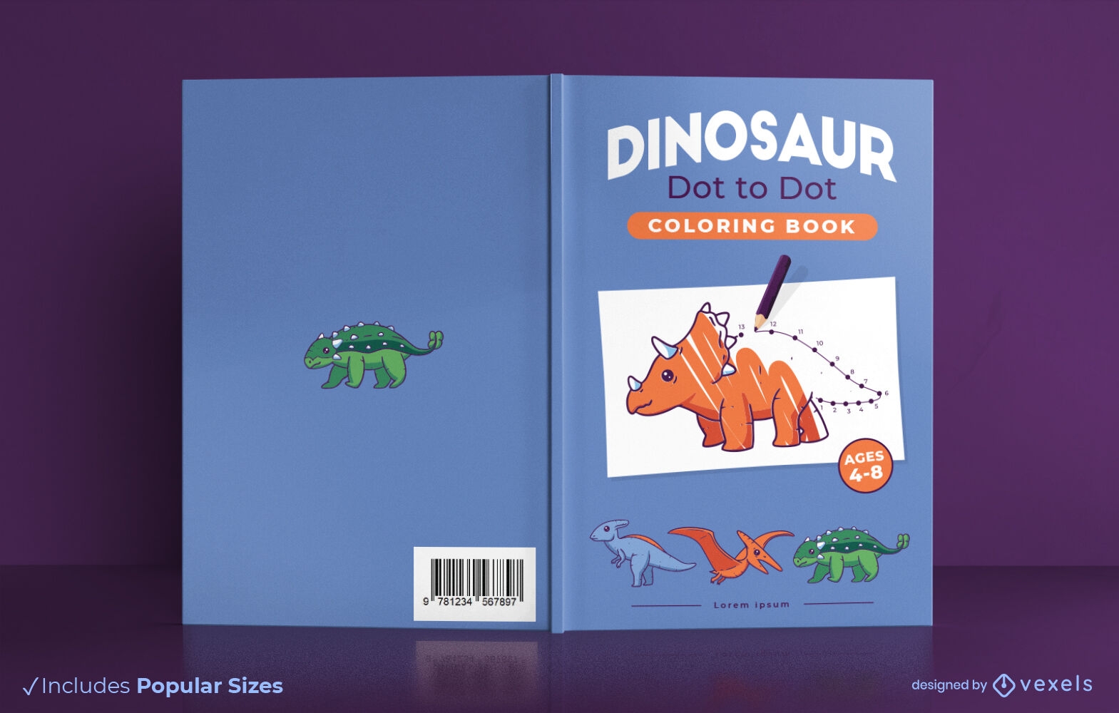 Dinosaur coloring Book cover design