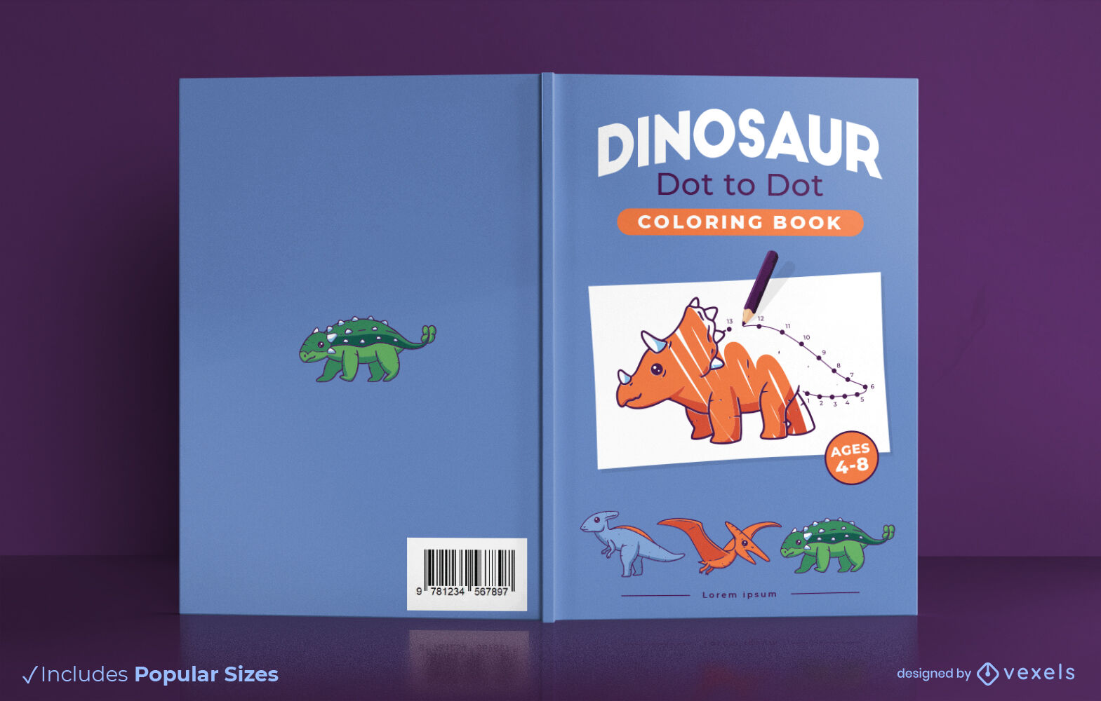 Diseño de portada de libro para colorear de dinosaurios