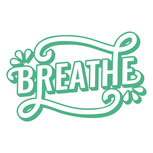 Breathe vintage green word lettering