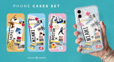 Boarding pass phone cases set