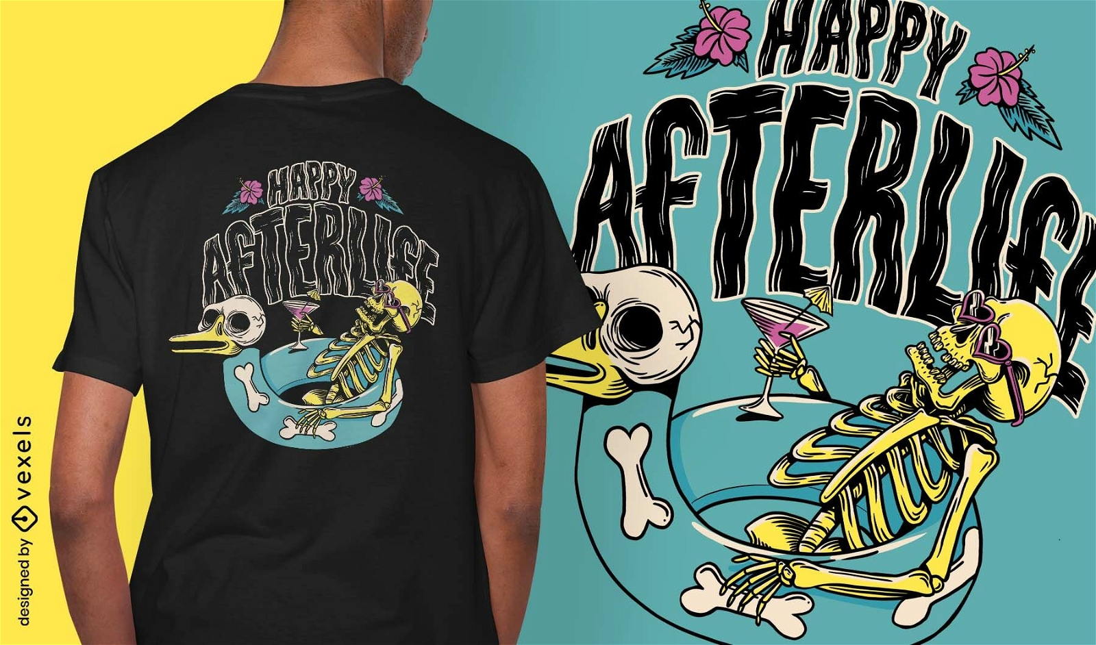 Camiseta de verão de festa de esqueleto psd