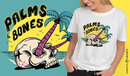 Skull in beach summer t-shirt psd