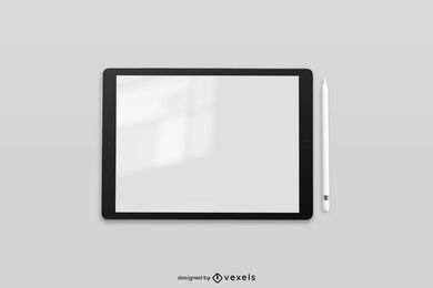 Tela de tablet digital na maquete de fundo sólido