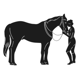 Silhueta de cavalo e menina Desenho PNG