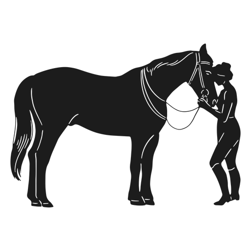 Pferde- und M?dchensilhouette PNG-Design