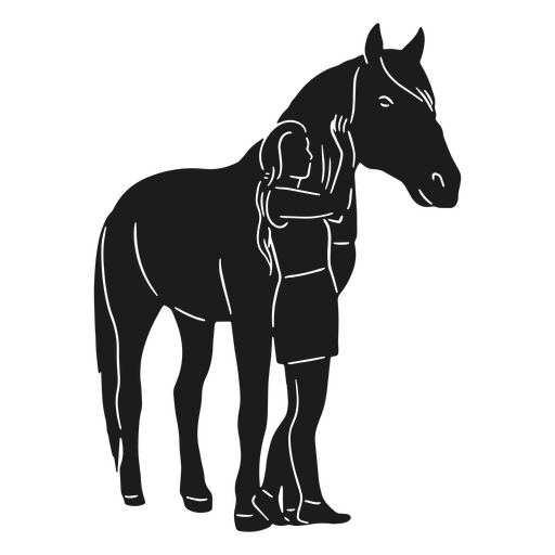 Reitpferd Mädchen Silhouette PNG-Design