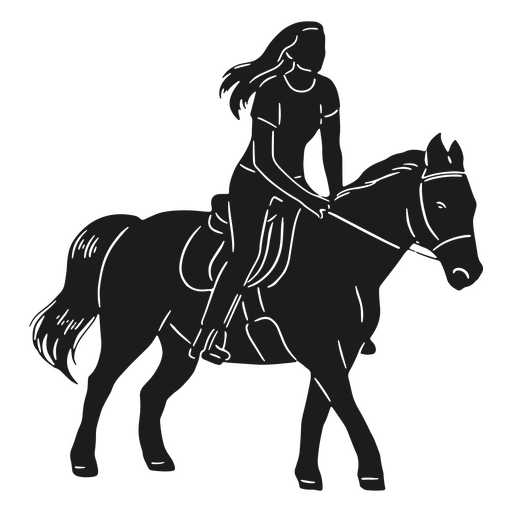 Equitation girl and horse silhouette PNG Design