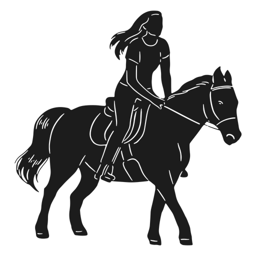 Reitsportmädchen und Pferdesilhouette PNG-Design