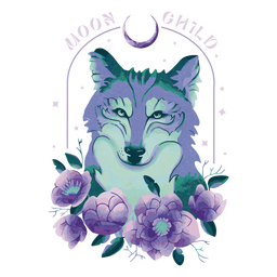 Mystic wolf quote badge PNG Design
