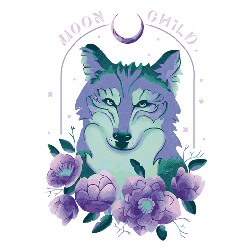 Mystic wolf quote badge PNG Design