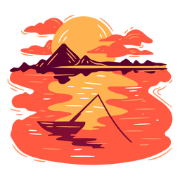 escena del río al atardecer Diseño PNG