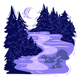 Escena del río nocturno Diseño PNG