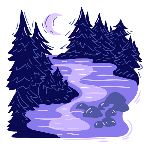 Escena del río nocturno Diseño PNG