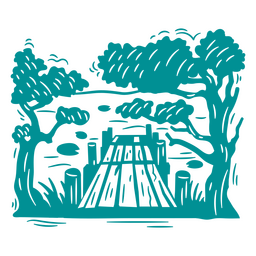 Forest Dock-Szene PNG-Design