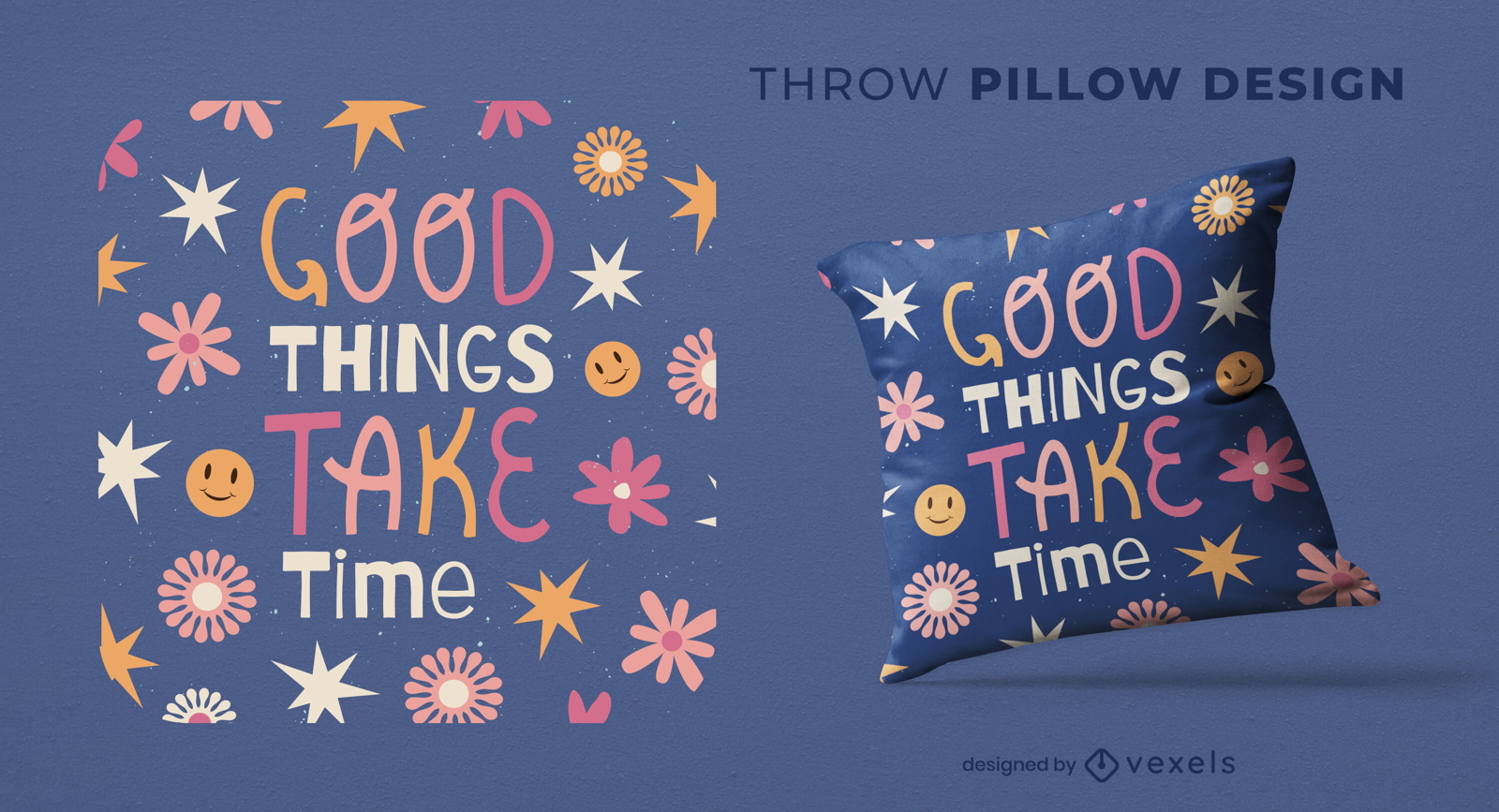 Good things take time throw pillow design