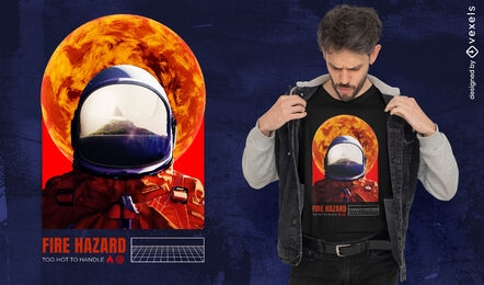 Space astronaut against moon t-shirt psd