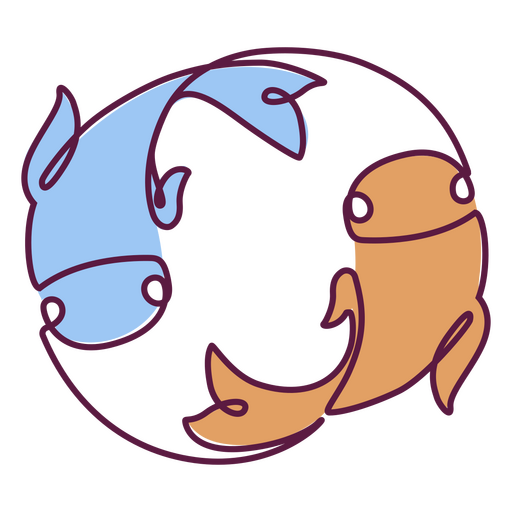 Fische Symbol durchgehende Linie PNG-Design