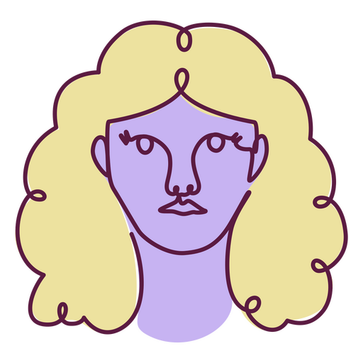 Woman face continuous line color front  PNG Design