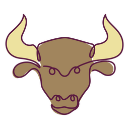 Bull continuous line color PNG Design
