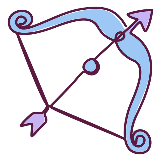 Arrow and bow continuous line color PNG Design