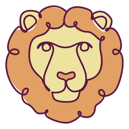 Animal de cor de linha contínua de leão Desenho PNG Transparent PNG