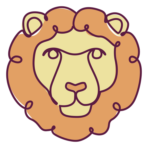 Lion continuous line color animal PNG Design