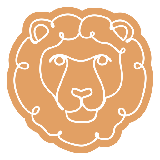 Lion cut out continuous line animal PNG Design